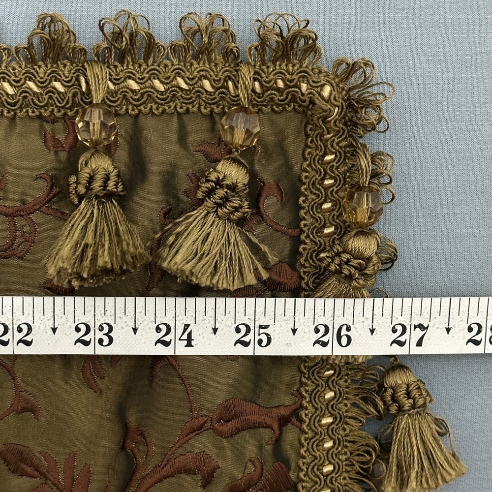 Michael Amini Pontevedra Euro Pillow Shams Set 2 Olive Gold Tassel Trim 26x26 - Picture 4 of 8